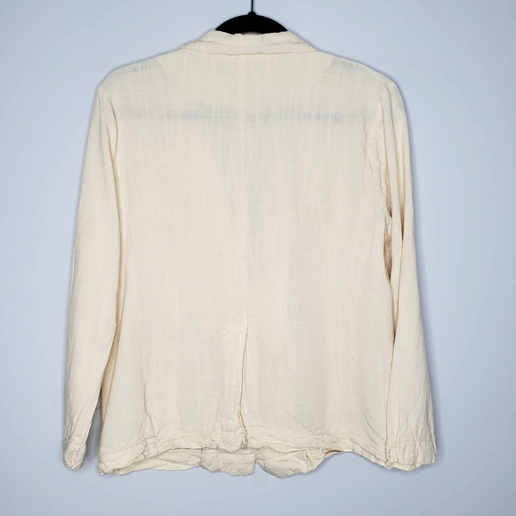 LUSH Cream Two-Button Long Sleeve Linen Blend Blazer Jacket Sz Small S - Picture 6 of 6
